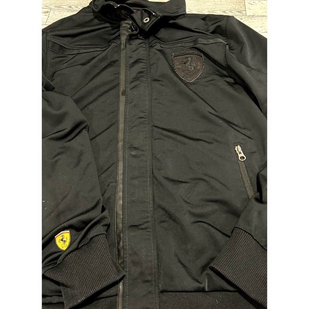 Puma Jacket Mens MEDIUM Black Ferrari Scuderia Full Zip Racing Motorsports Track